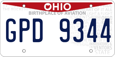 OH license plate GPD9344