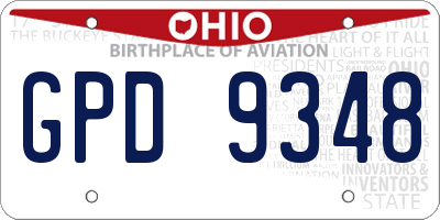 OH license plate GPD9348