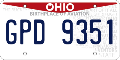 OH license plate GPD9351