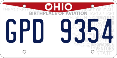 OH license plate GPD9354