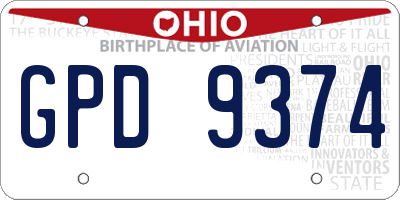 OH license plate GPD9374
