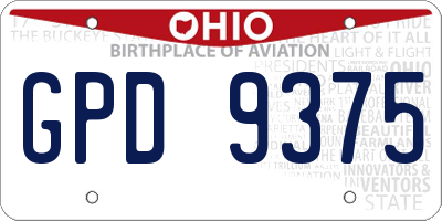 OH license plate GPD9375