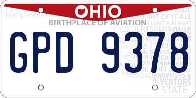 OH license plate GPD9378