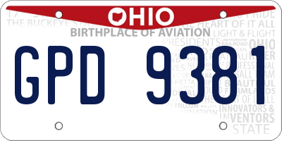 OH license plate GPD9381