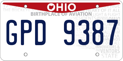 OH license plate GPD9387