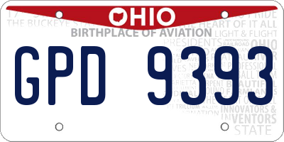 OH license plate GPD9393