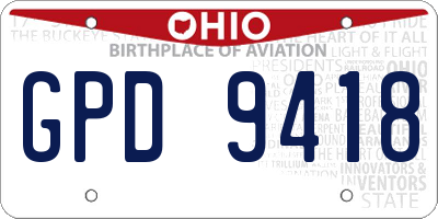 OH license plate GPD9418