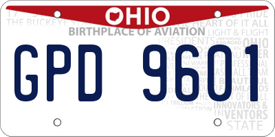 OH license plate GPD9601