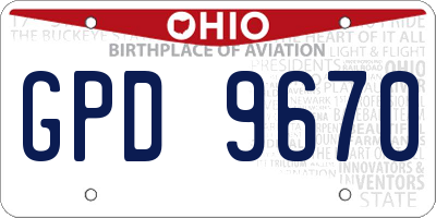 OH license plate GPD9670