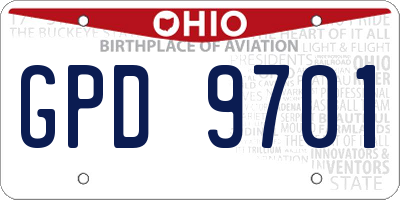 OH license plate GPD9701