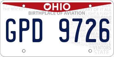 OH license plate GPD9726