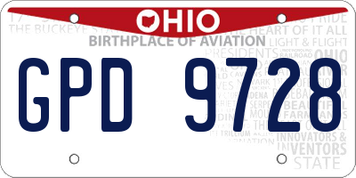 OH license plate GPD9728