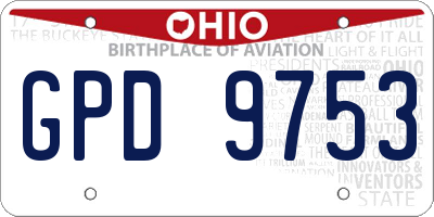 OH license plate GPD9753