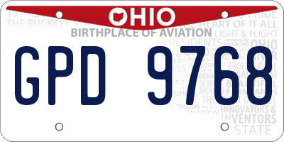 OH license plate GPD9768