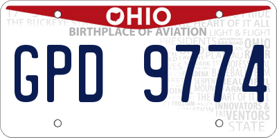 OH license plate GPD9774