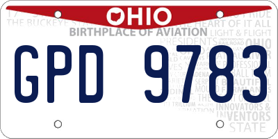 OH license plate GPD9783