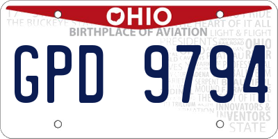 OH license plate GPD9794