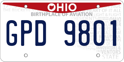 OH license plate GPD9801