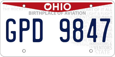 OH license plate GPD9847