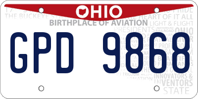 OH license plate GPD9868