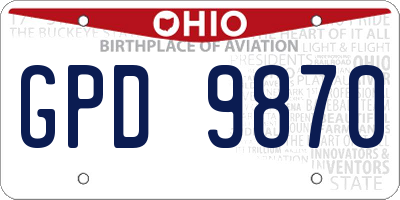 OH license plate GPD9870