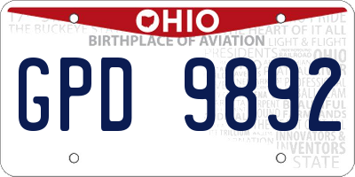 OH license plate GPD9892