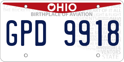 OH license plate GPD9918