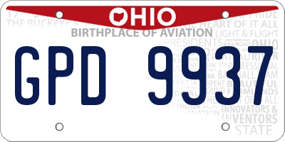 OH license plate GPD9937