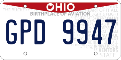 OH license plate GPD9947