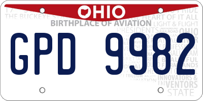 OH license plate GPD9982