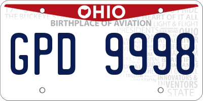 OH license plate GPD9998