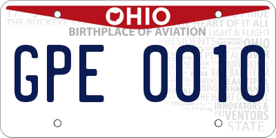 OH license plate GPE0010