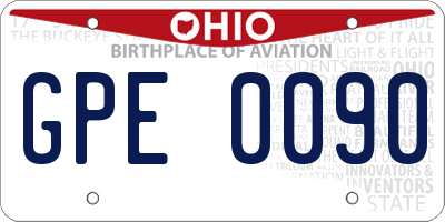OH license plate GPE0090