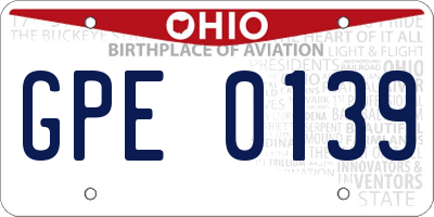 OH license plate GPE0139