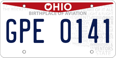OH license plate GPE0141
