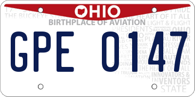 OH license plate GPE0147
