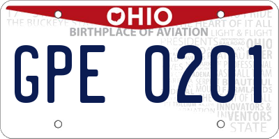 OH license plate GPE0201