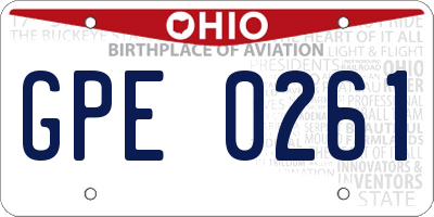 OH license plate GPE0261