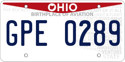 OH license plate GPE0289
