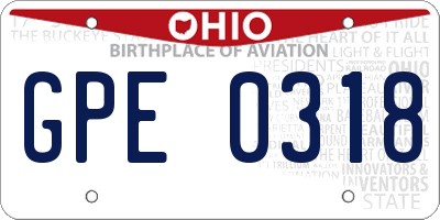 OH license plate GPE0318