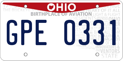 OH license plate GPE0331