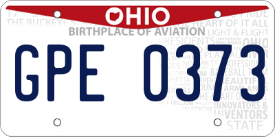 OH license plate GPE0373