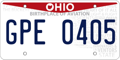 OH license plate GPE0405