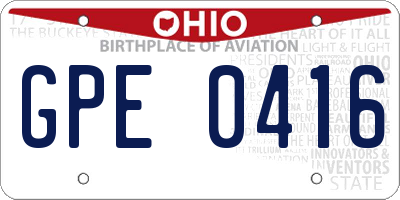 OH license plate GPE0416