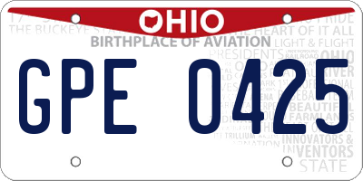OH license plate GPE0425