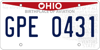 OH license plate GPE0431
