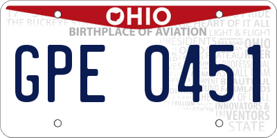 OH license plate GPE0451
