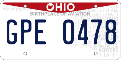 OH license plate GPE0478