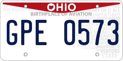 OH license plate GPE0573