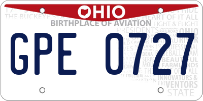 OH license plate GPE0727